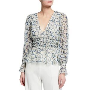 NWT Rebecca Taylor Women's Deco Fleur Silk Blouse Sz 10 $295
